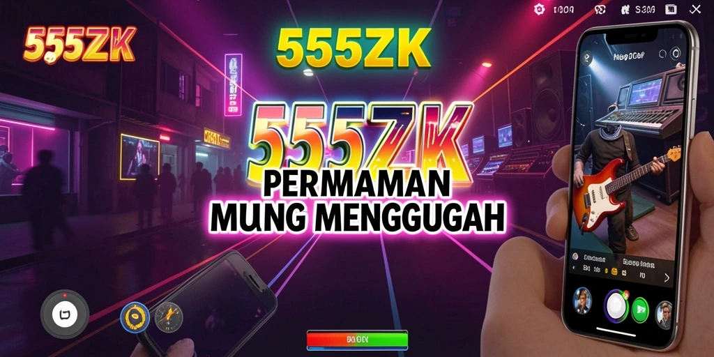 Tangkapan layar menunjukkan pengguna yang asyik bernyanyi dalam permainan 555ZK.