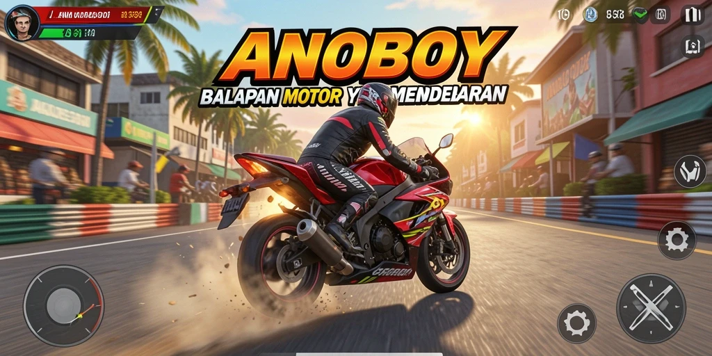 Gameplay mendebarkan dari ANOBOY dalam aksi balap motor.