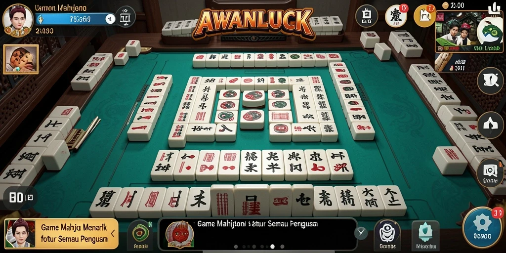 Tampilan gameplay AWANLUCK dengan suasana Mahjong yang menenangkan.