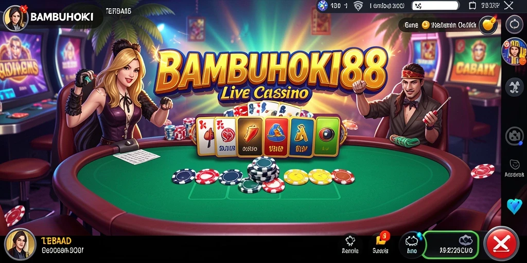 Screenshot BAMBUHOKI88 menampilkan dealer profesional dalam sesi permainan Live Casino.