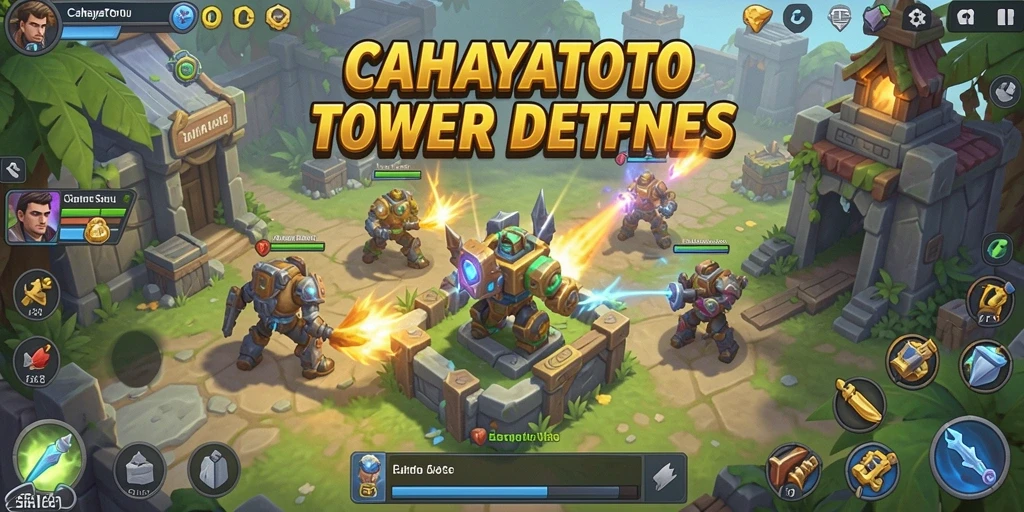 Gameplay seru dalam CAHAYATOTO dengan berbagai menara yang beragam.
