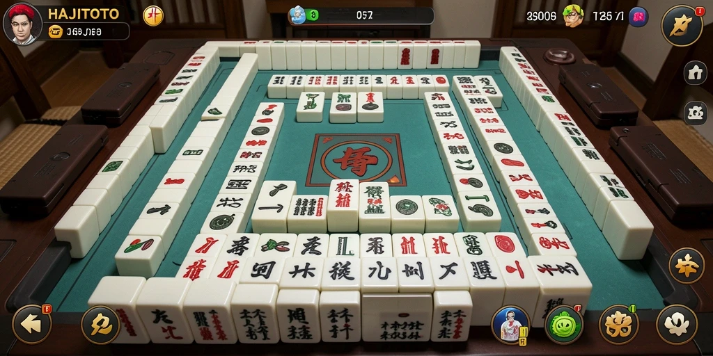 Tampilan gameplay menarik dalam HAJITOTO menampilkan ubin Mahjong yang berwarna-warni.