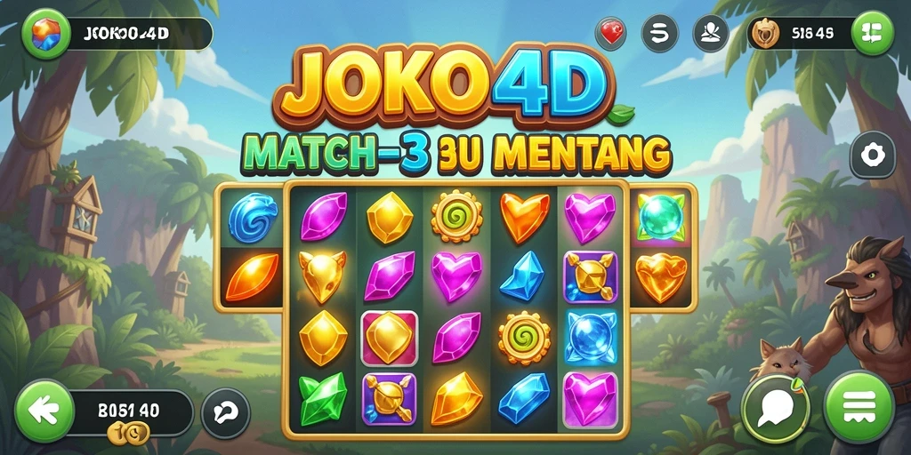 Tampilan gameplay seru JOKO4D dengan item berwarna-warni.