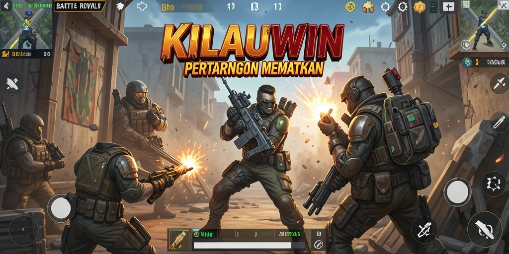 Tangkapan layar dari KILAUWIN menunjukkan aksi Battle Royale yang seru.
