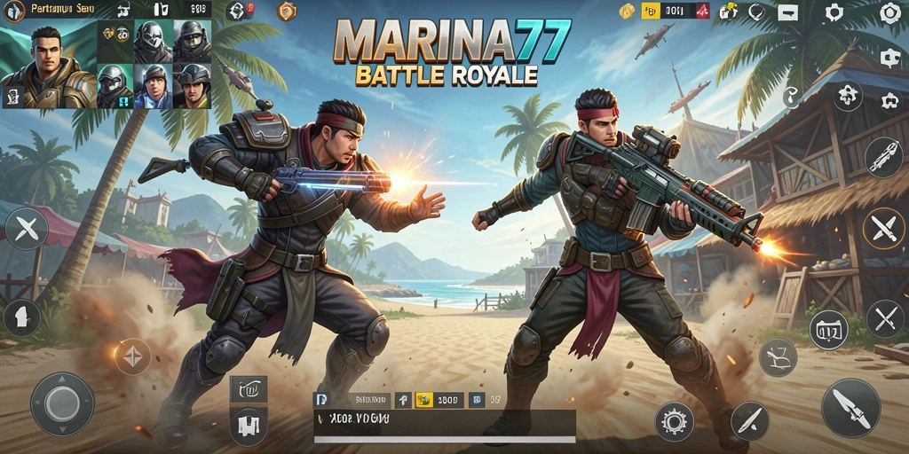 Tampilan gameplay seru dalam game Battle Royale MARINA77.