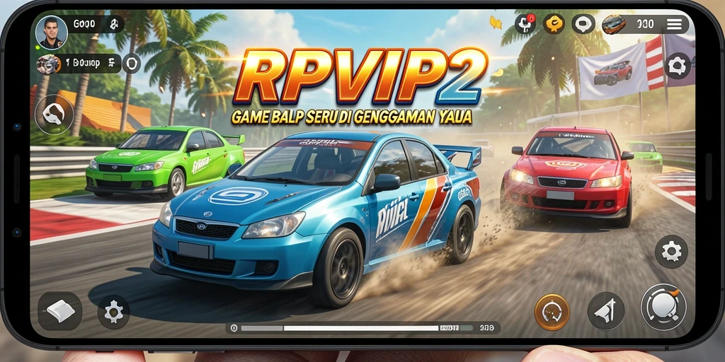 Tangkapan layar RPVIP2 menunjukkan aksi balap yang mendebarkan dan intens.