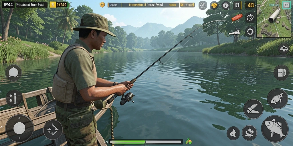 Tampilan gameplay memancing yang menarik di RR44.